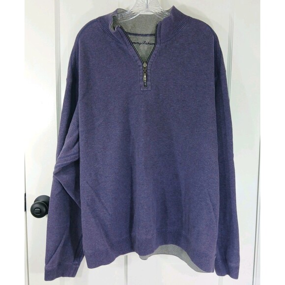 Tommy Bahama Sweater Men XLarge Purple 1/4 Zip Reversible Long Sleeve Pullover - Picture 5 of 16